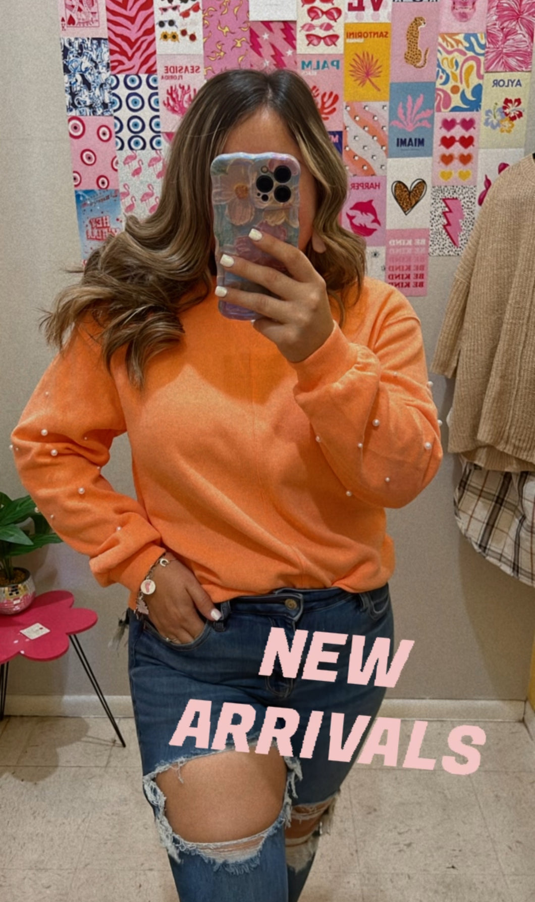 Orange pearl top
