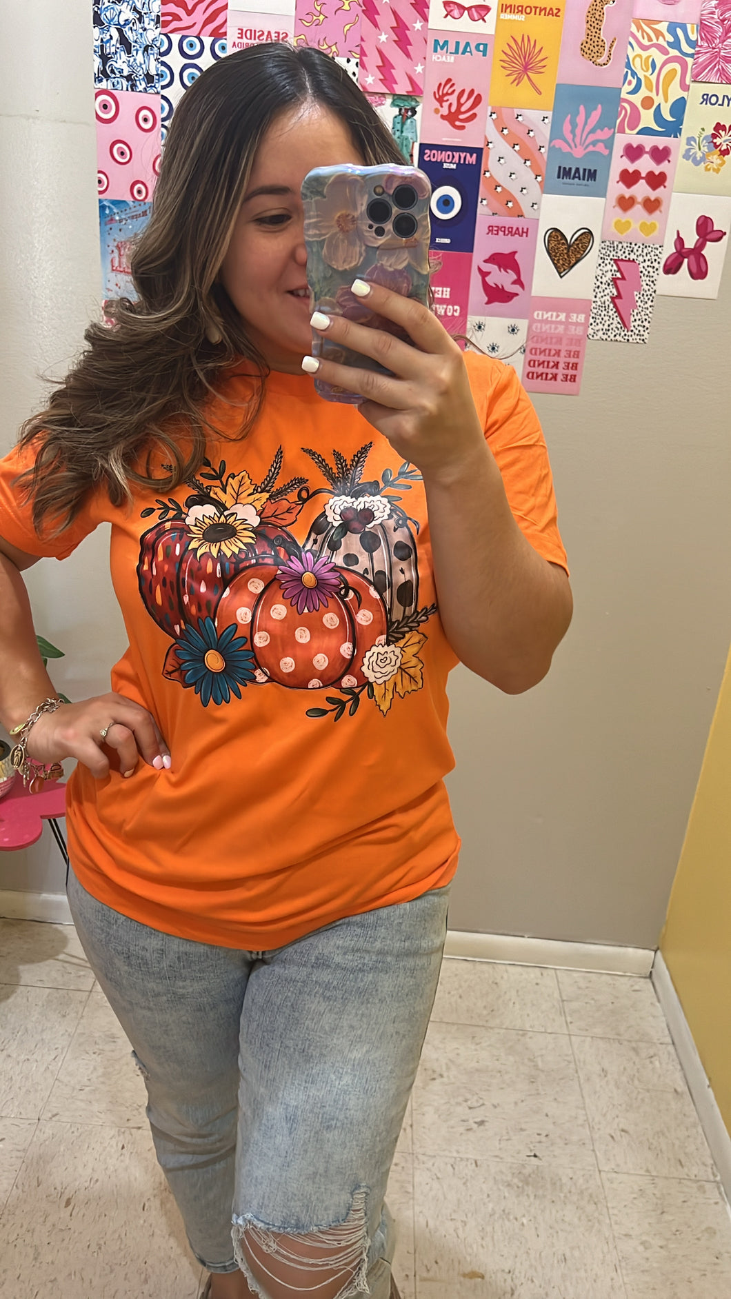 Floral pumpkin tee