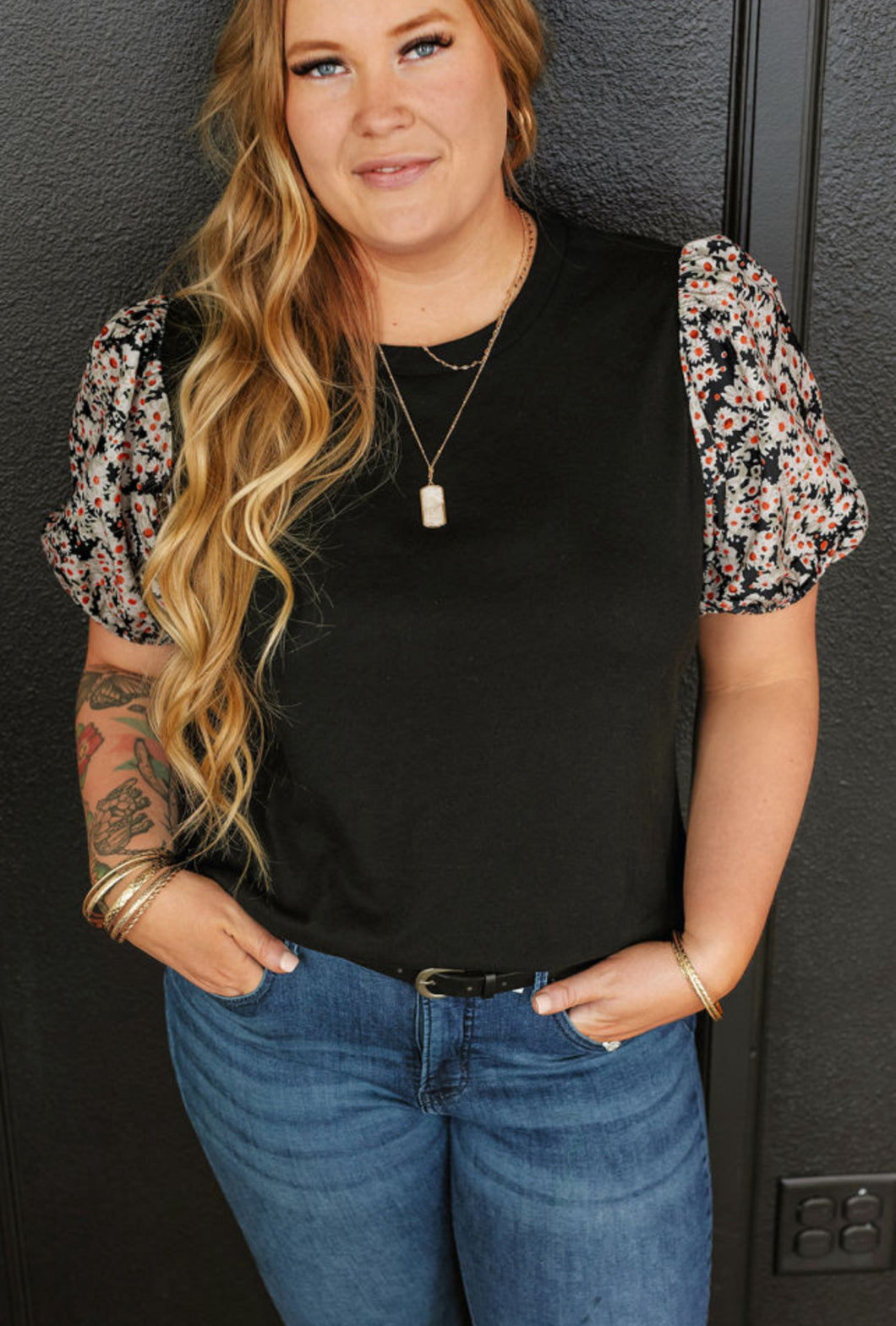 Black daisy top