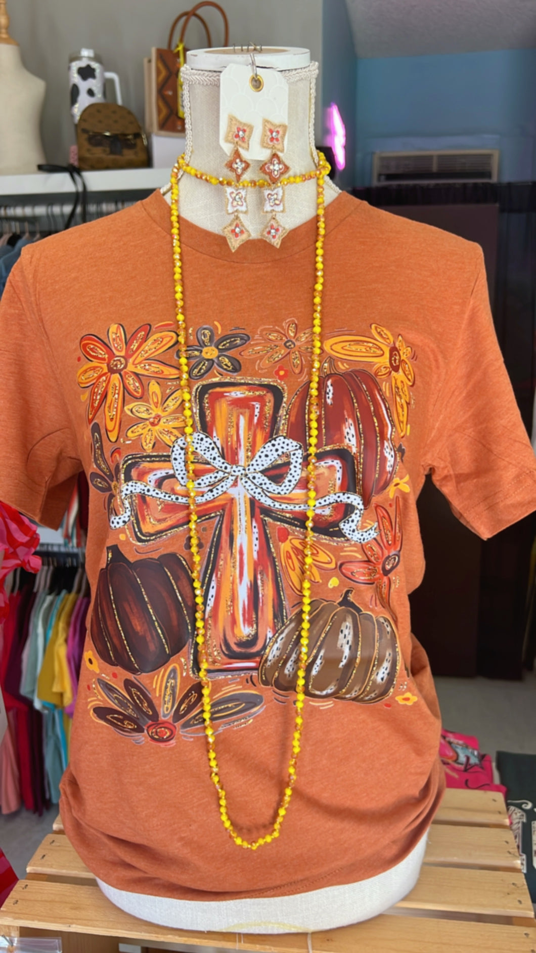 Beautiful pumpkin cross tee
