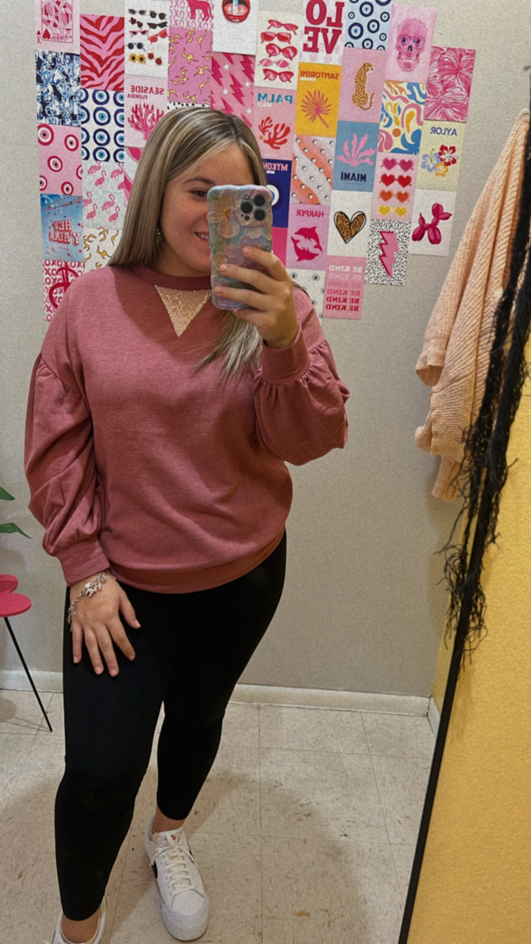 Chris’s top maroon