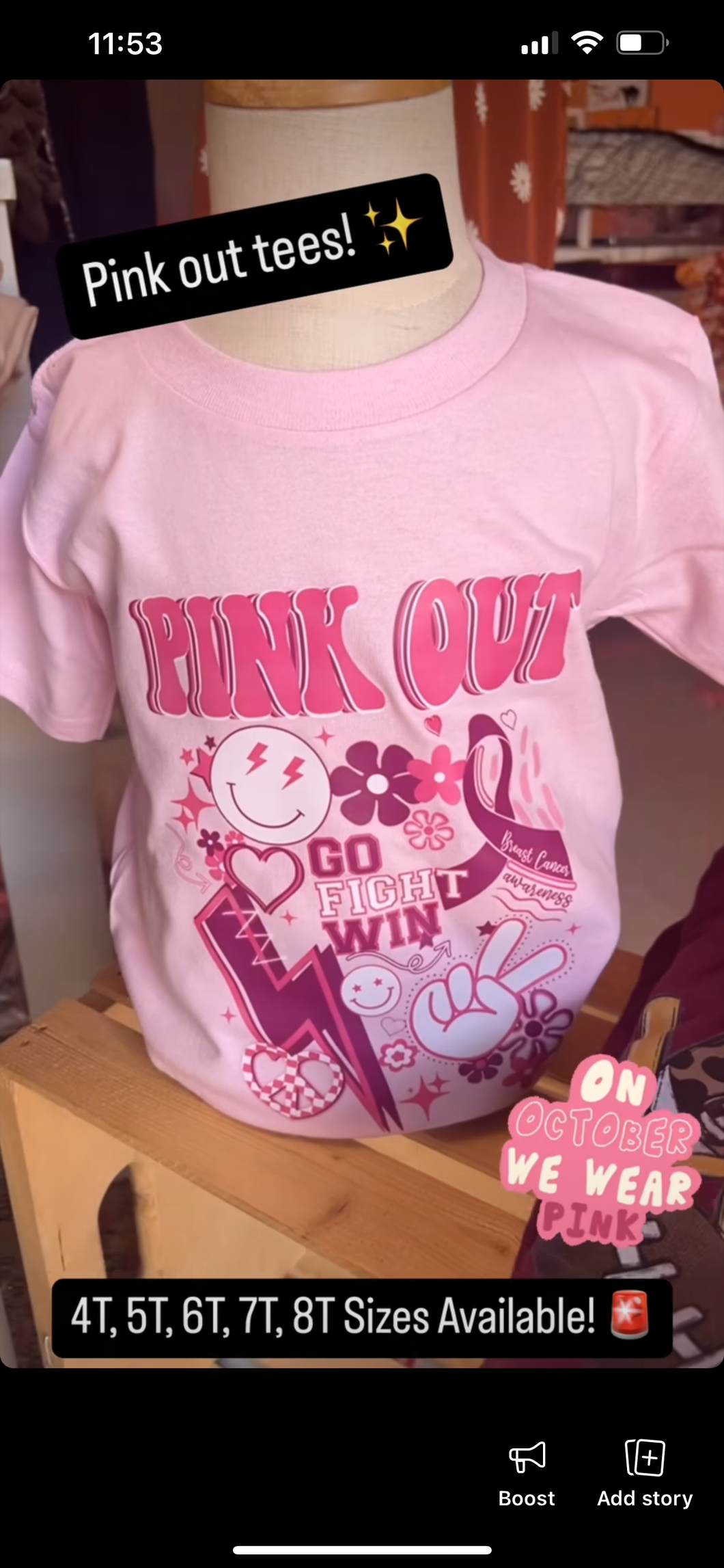 Pink out girls tee