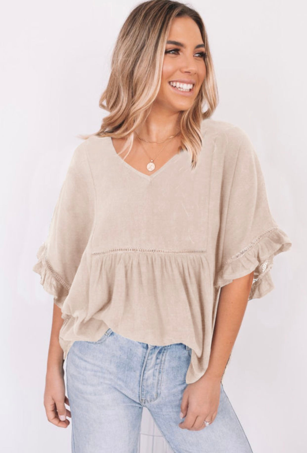 Apricot ruffled top