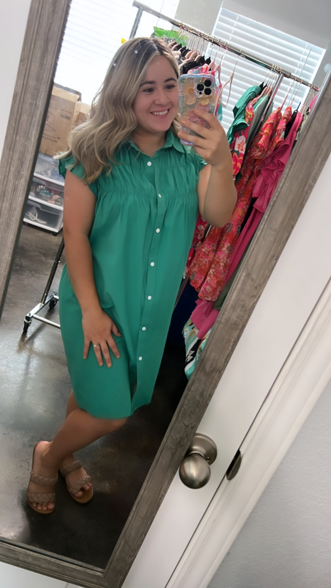 Bright green dress