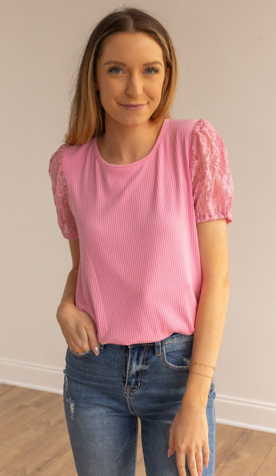 Pink ribbed top